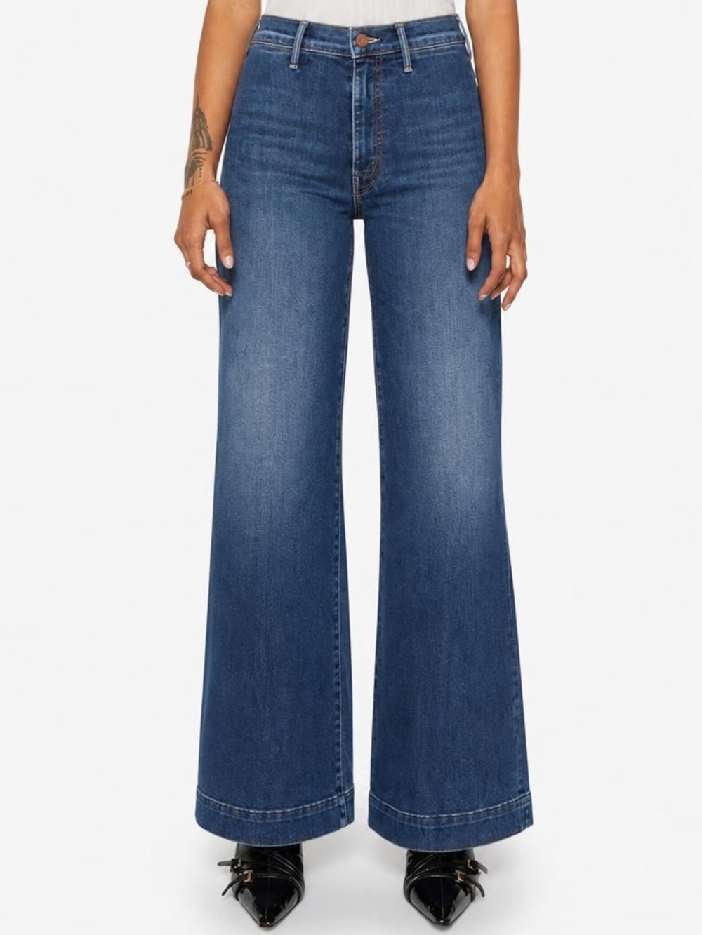MOTHER The Swooner Roller High Waist Wide Leg Jean